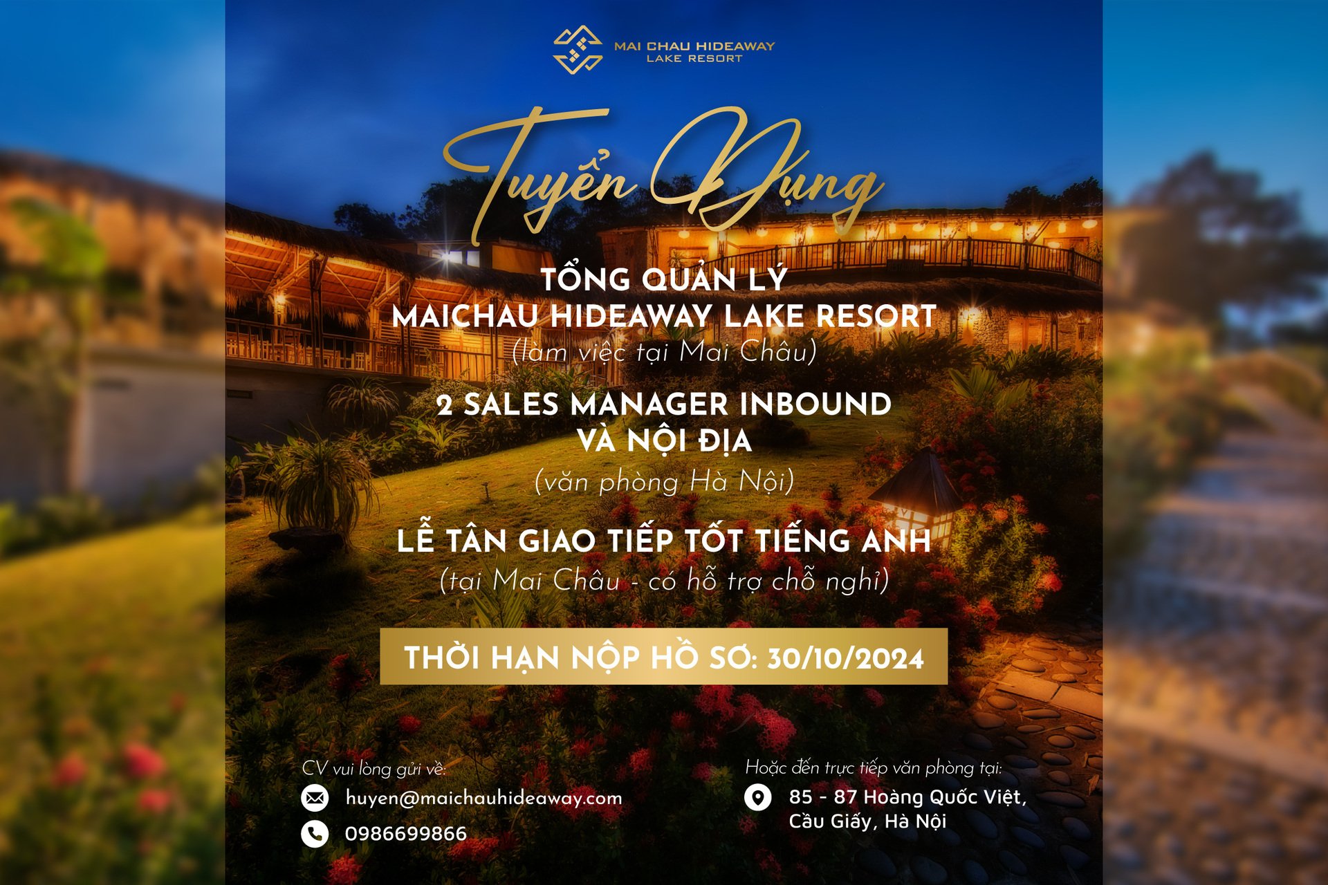 Mai Chau Hideaway Lake Resort is hiring!