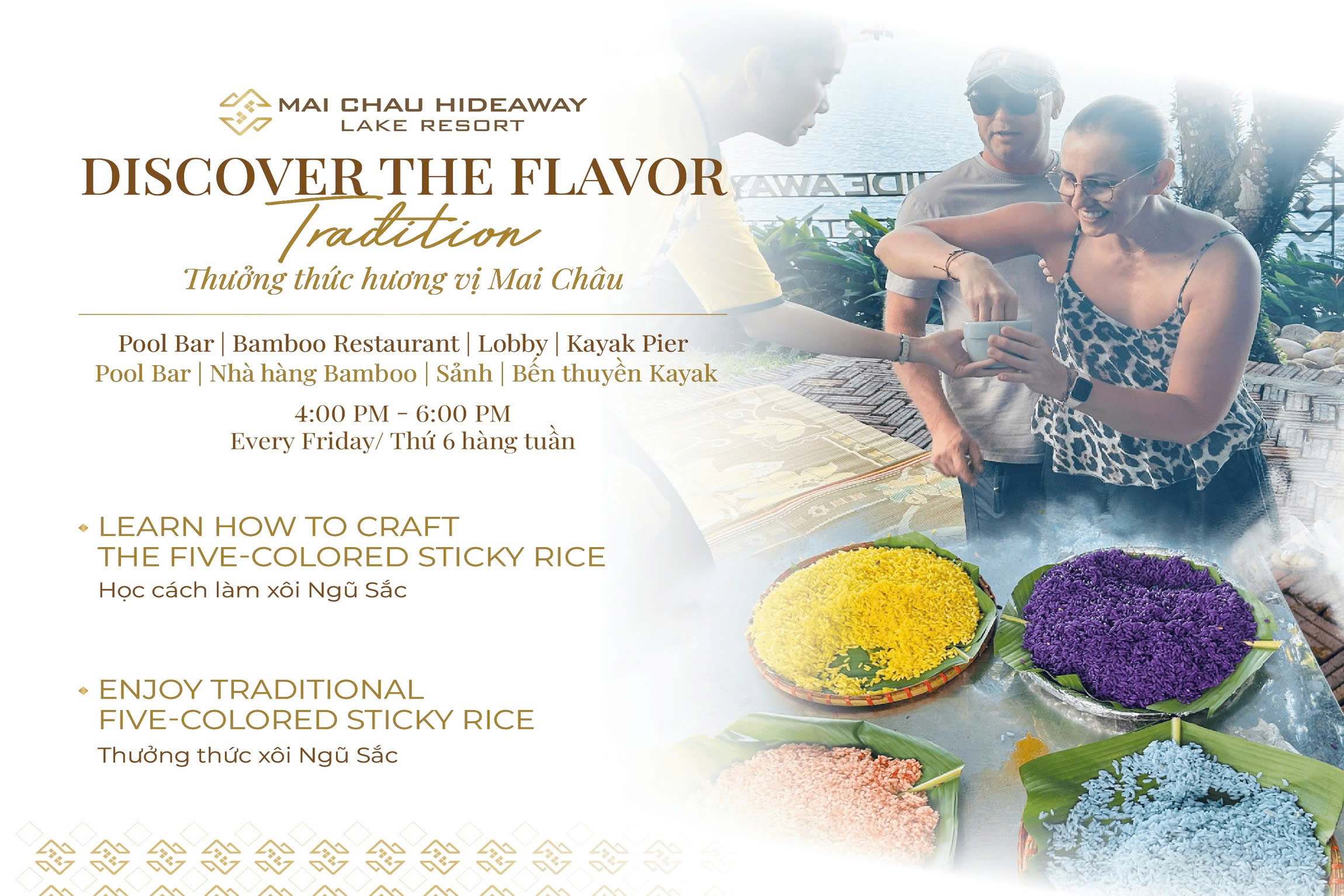 DISCOVER THE FLAVOUR OF MAI CHAU TRADITION, FIVE-COLORED STICKY RICE & MAI CHAU MAITAI EXPERIENCE