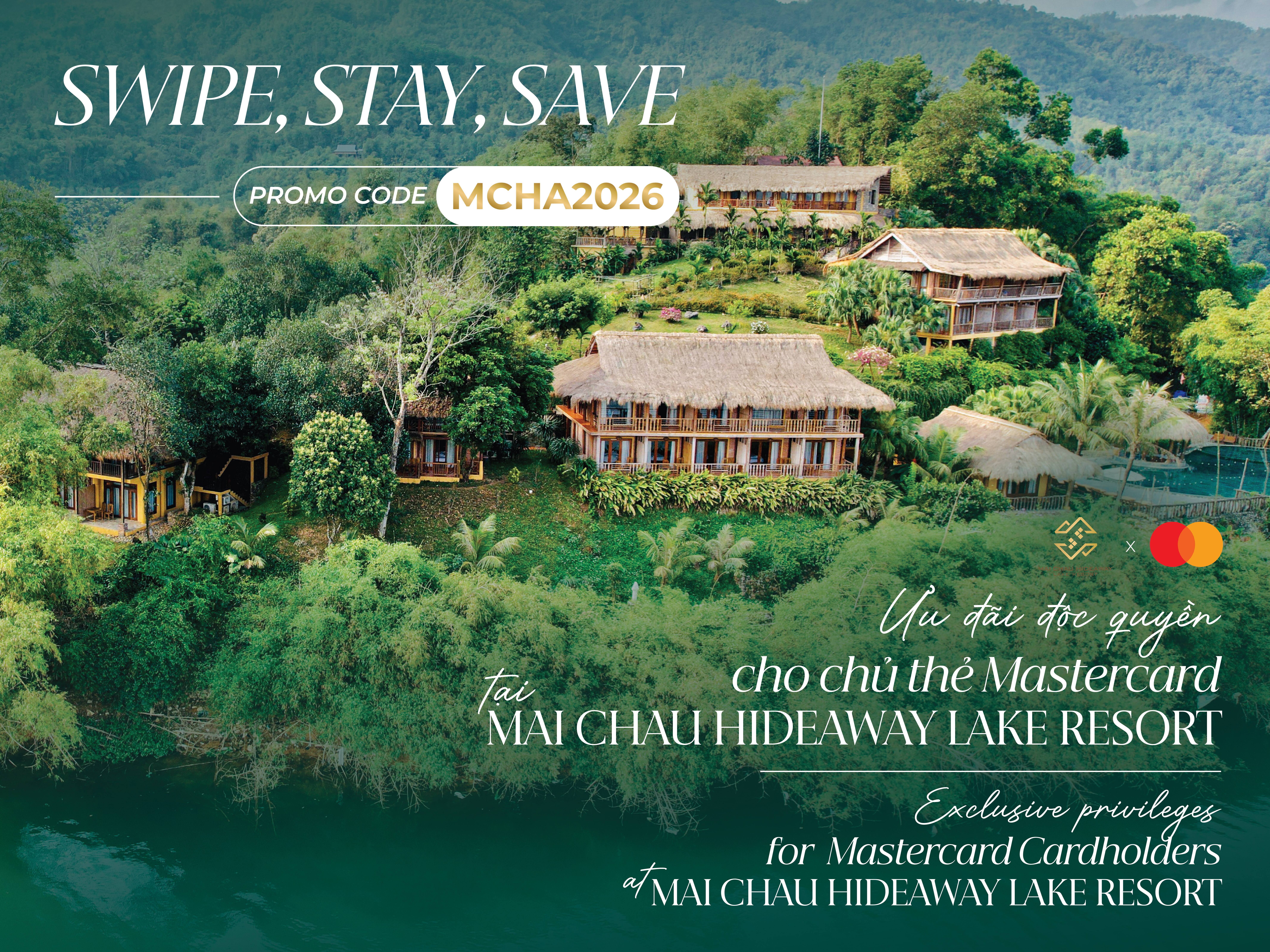 ƯU ĐÃI ĐỘC QUYỀN CHO CHỦ THẺ MASTERCARD TẠI MAI CHAU HIDEAWAY LAKE RESORT
