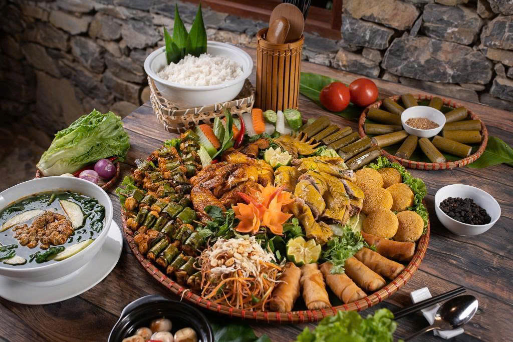 Authentic local family-style meal served with fresh regional ingredients