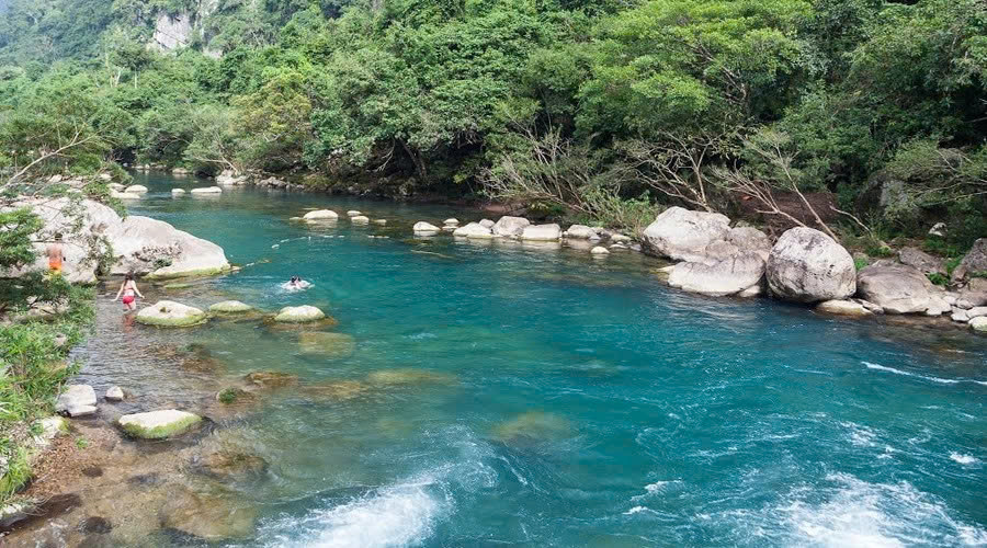 Clear rock pools at Trach Stream near Hoa Binh Lake, Vietnam Clear rock pools at Trach Stream near Hoa Binh Lake, Vietnam