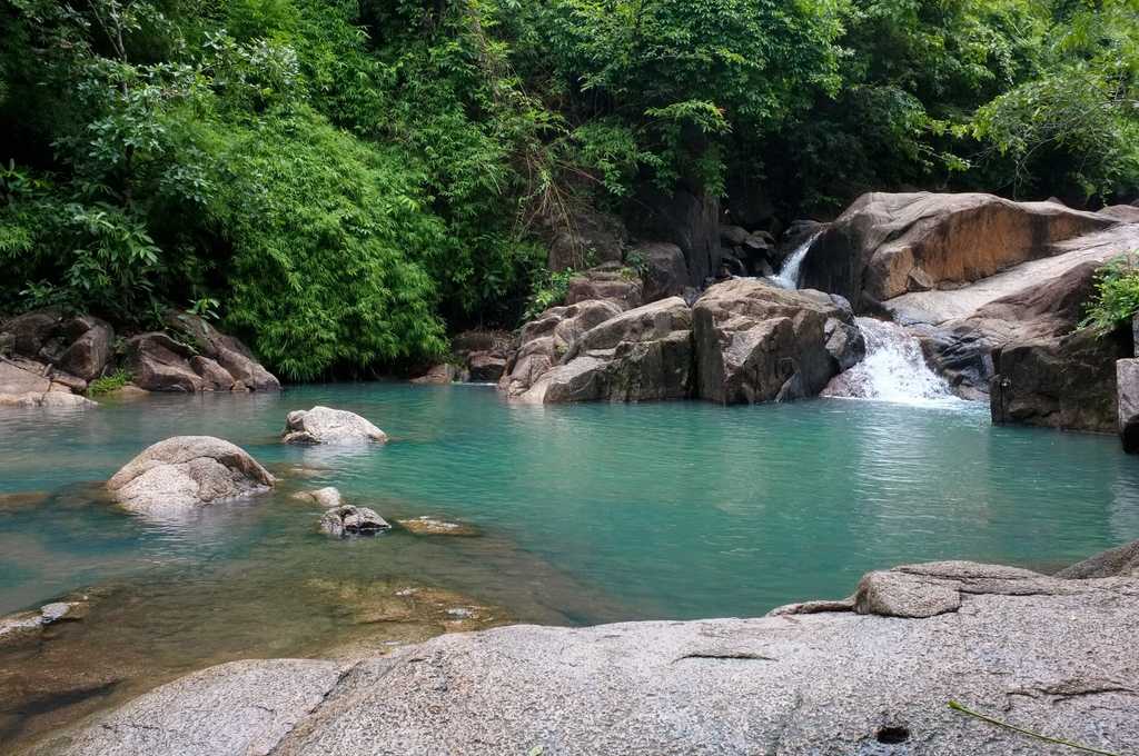 Trach Stream in the dry season with reduced water flow Trach Stream in the dry season with reduced water flow