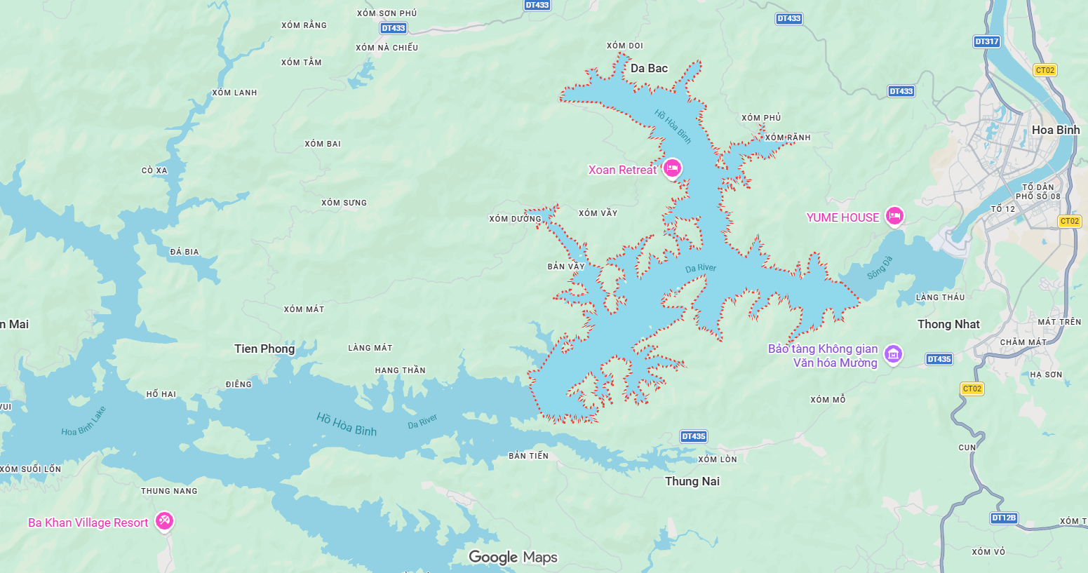 Hoa Binh Lake on Google Map