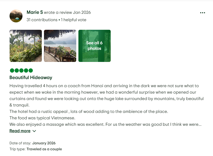 Guest’s review about Mai Chau Hideaway Lake Resorts