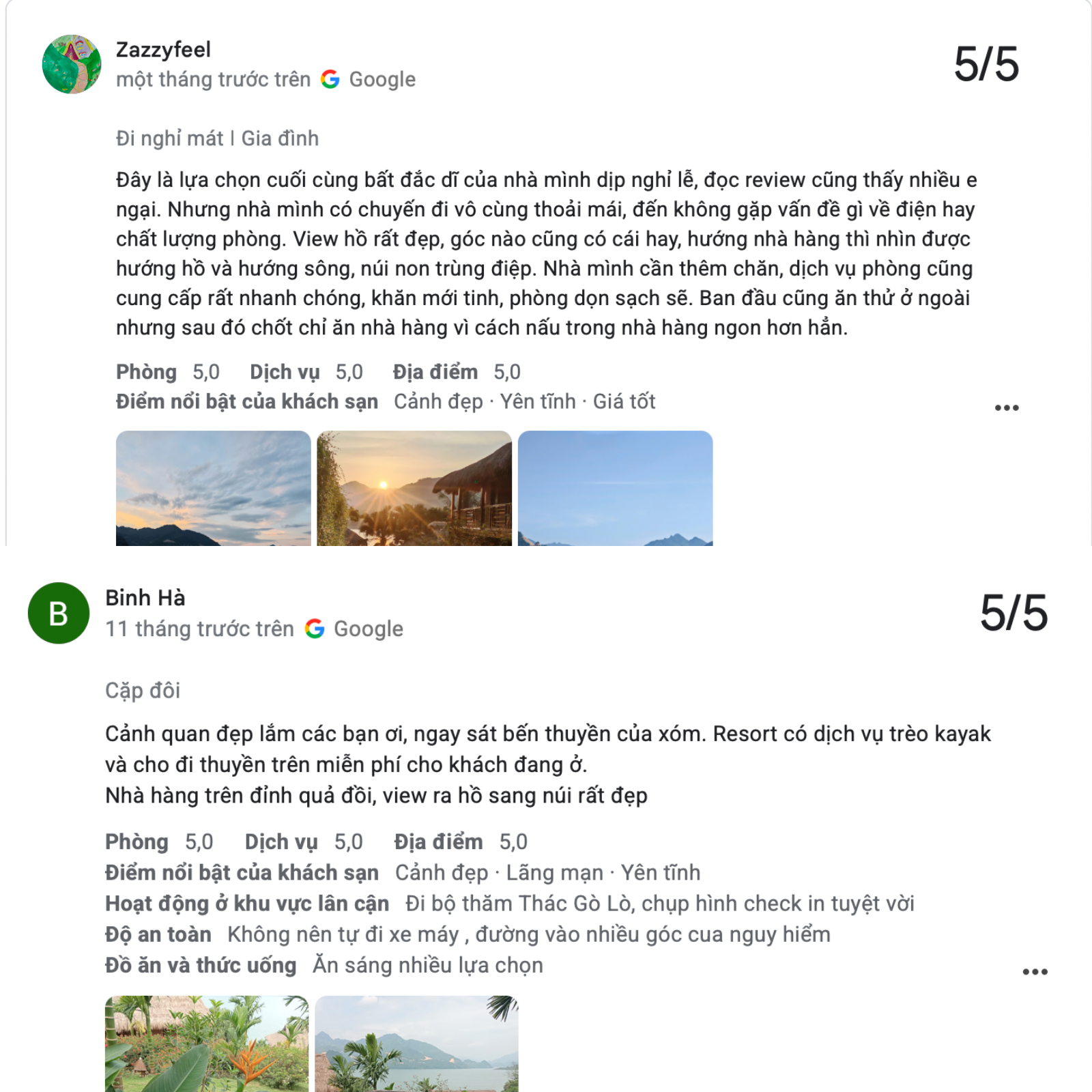 Đánh giá của khách hàng sau khi trải nghiệm dịch vụ tại Mai Châu Hideaway Đánh giá của khách hàng sau khi trải nghiệm dịch vụ tại Mai Châu Hideaway