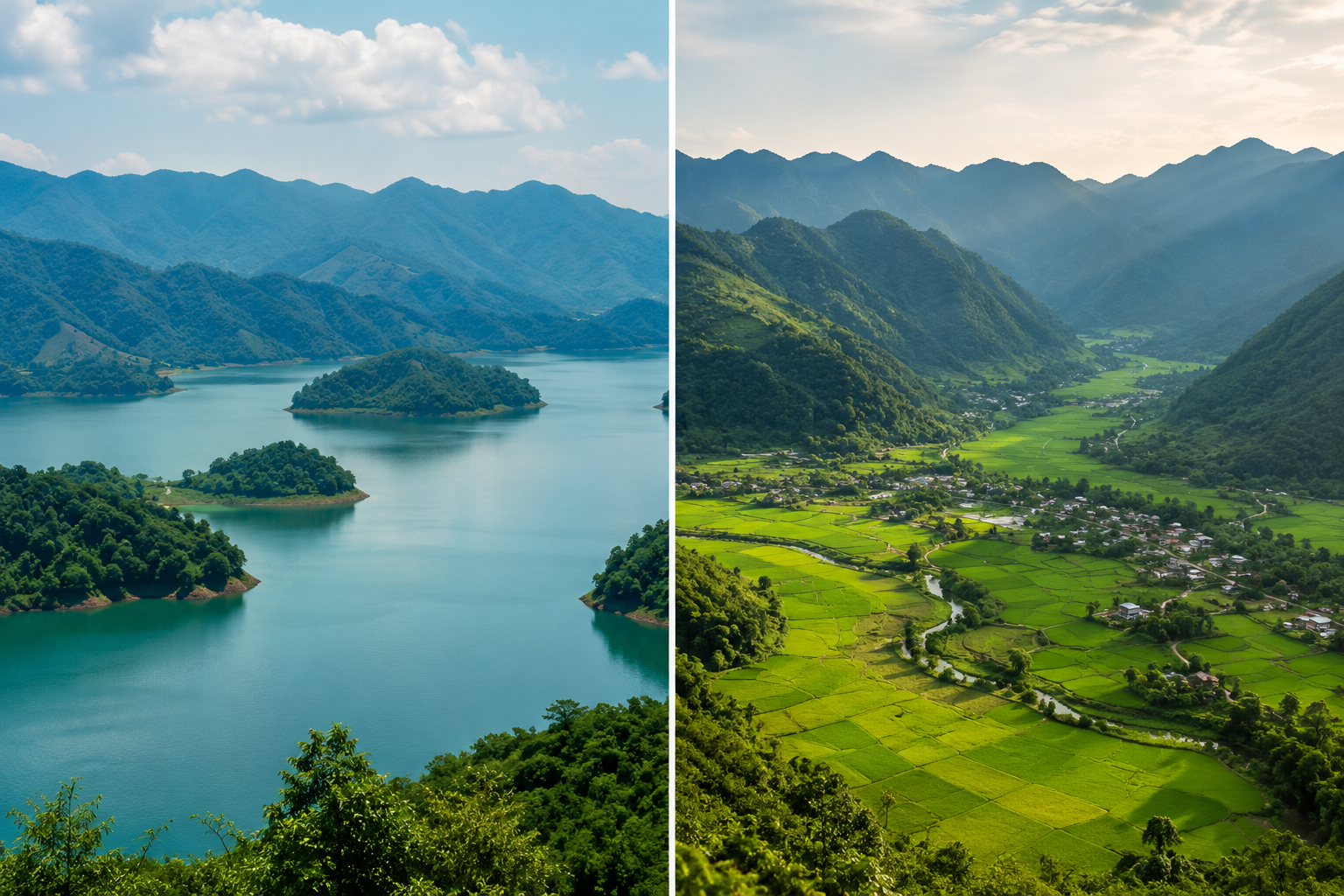 Da Bac offers lake scenery, while Mai Chau is known for open valley views (Source: Collected) Da Bac offers lake scenery, while Mai Chau is known for open valley views (Source: Collected)