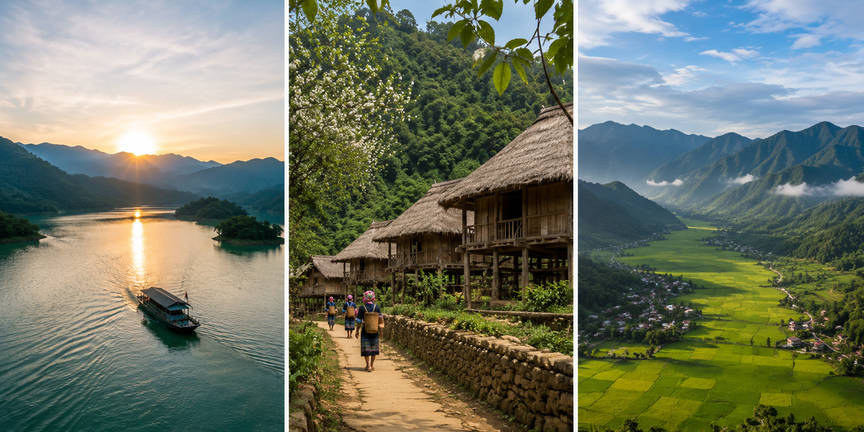 A three-day itinerary combines the lake scenery of Da Bac with the valleys of Mai Chau A three-day itinerary combines the lake scenery of Da Bac with the valleys of Mai Chau
