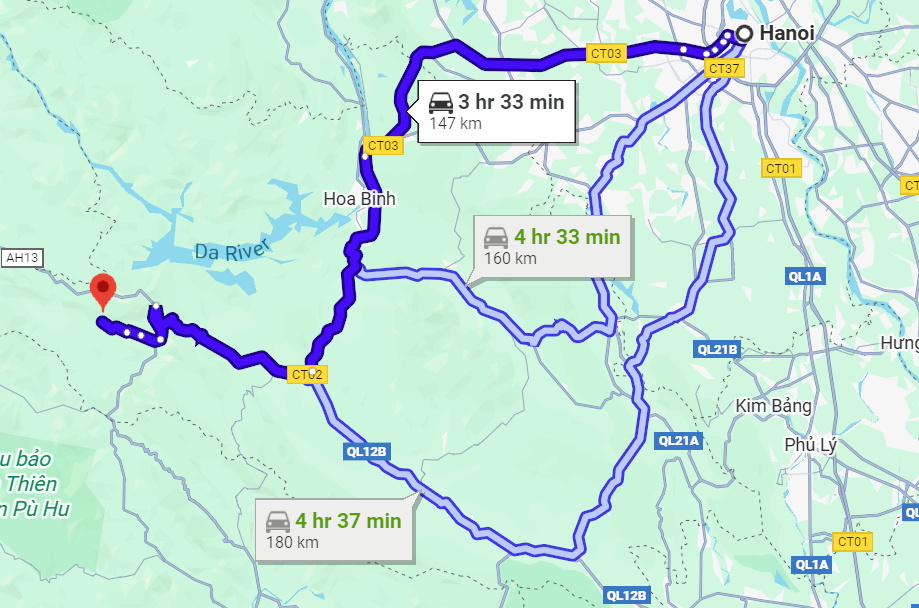 Di chuyển từ Hà Nội đến Mai Châu bằng xe ô tô